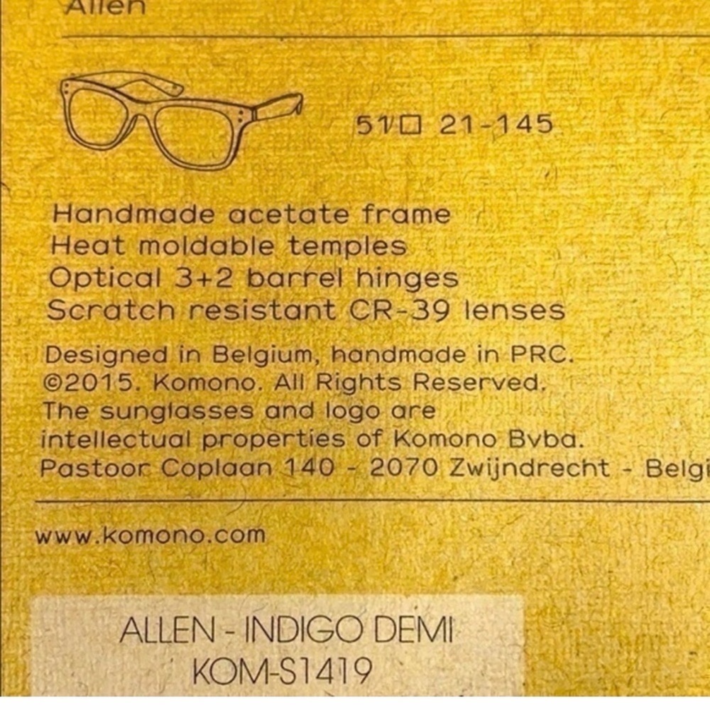 KOMONO The Allen sunglasses NEW Blue and Black tortoise - Picture 9 of 10